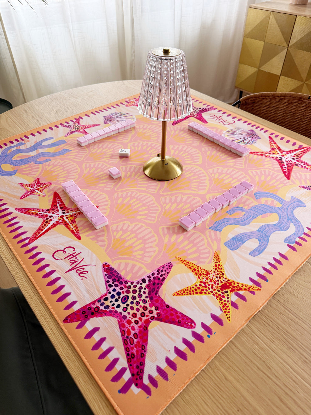 EttaVee "Coastal Cutie" One-Sided Mahjong Mat PREORDER