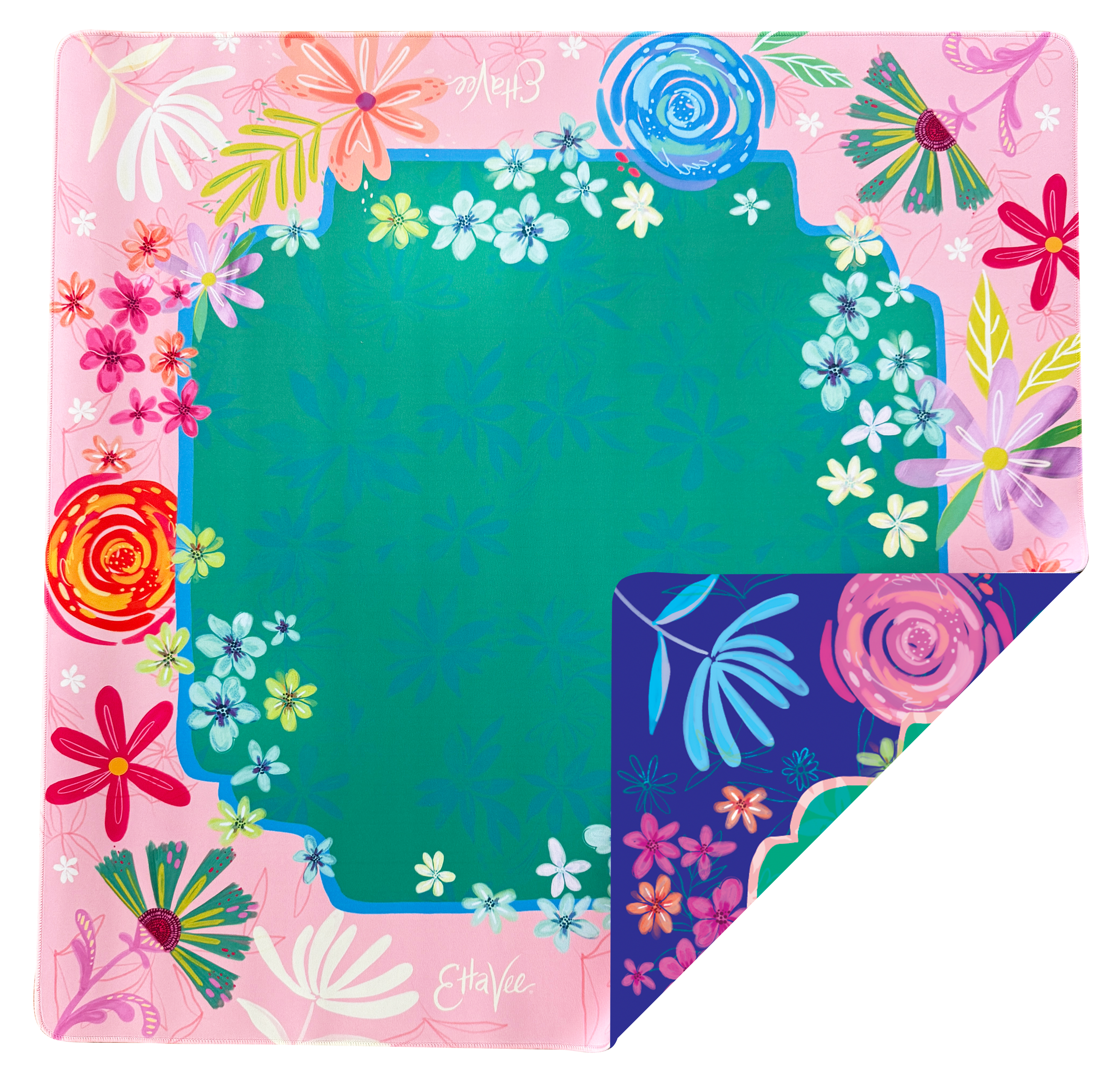 EttaVee "Happy Fleurs" Double-Sided Mahjong Mat PREORDER